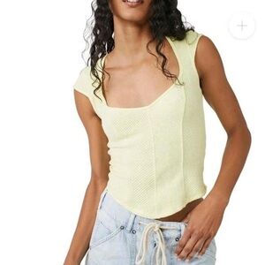 We The Free Butter Yellow Ribbed Tank Top